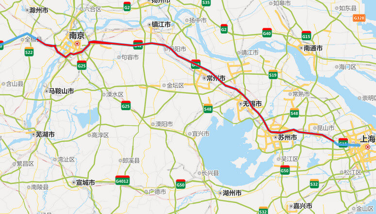 滬蓉高速公路地圖-江蘇段