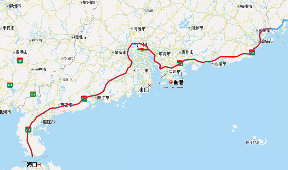 廣（guǎng）東段沈海高（gāo）速全程路線圖