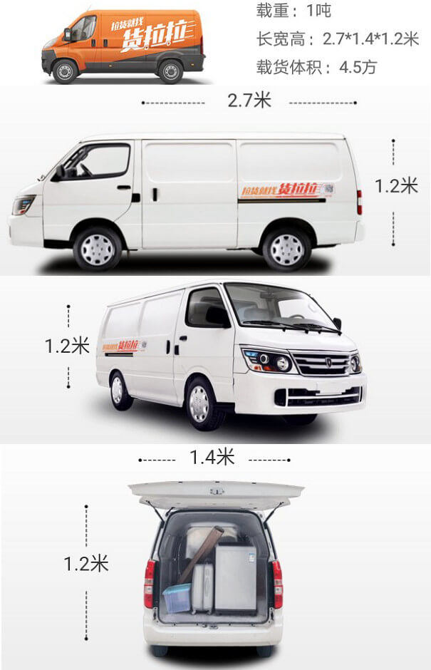 車拉貨中麵包車實物圖